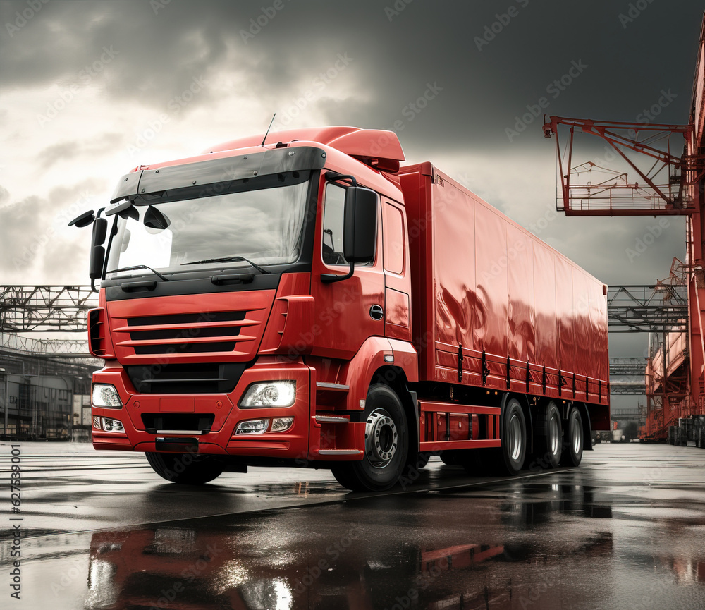 truck surrounded by packages, generative ai truck surrounded by packages, generative ai