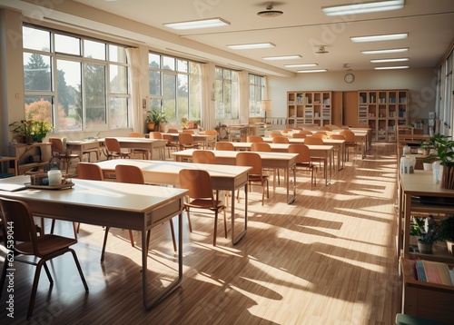 empty classroom interior, g...