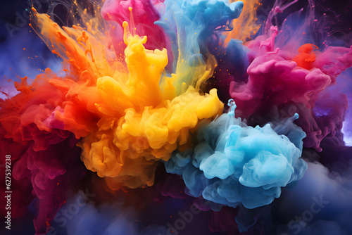 Ink in water Rainbow of colors, Motion Color drop in water,Ink swirling in ,Colorful ink abstraction. Fancy Dream Cloud of ink under water, AI generate