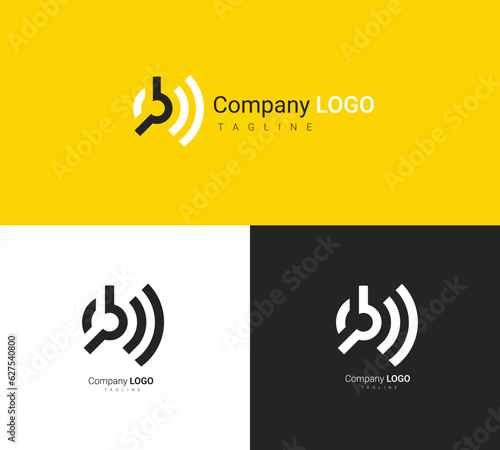 communication logo design vector. logo concept symbolizing frequency digital communication. logo for a radio or television broadcasting, podcast, and communications company.