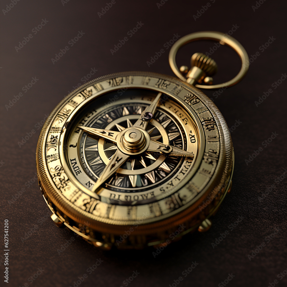 Compass analog clock medal illustration Compass analog clock medal illustration