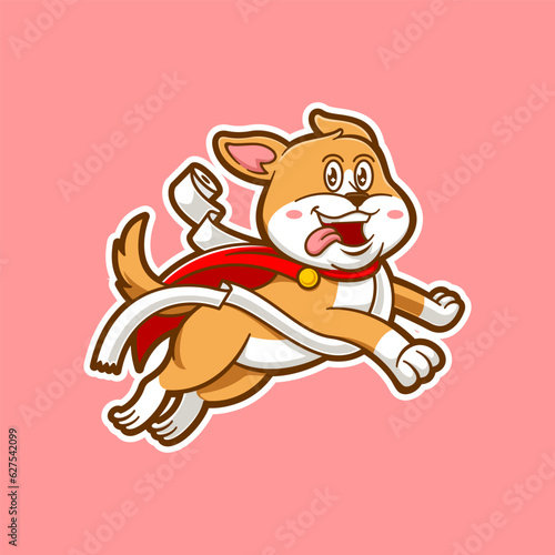 illustrtion of dog playing with toilet paper