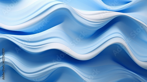 Blue and white wavy fabric background. Generated ai.