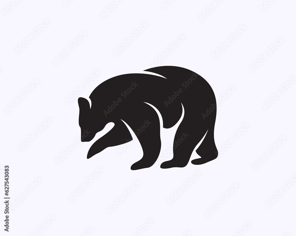 silhouette playing bear black white logo symbol design template illustration inspiration silhouette playing bear black white logo symbol design template illustration inspiration