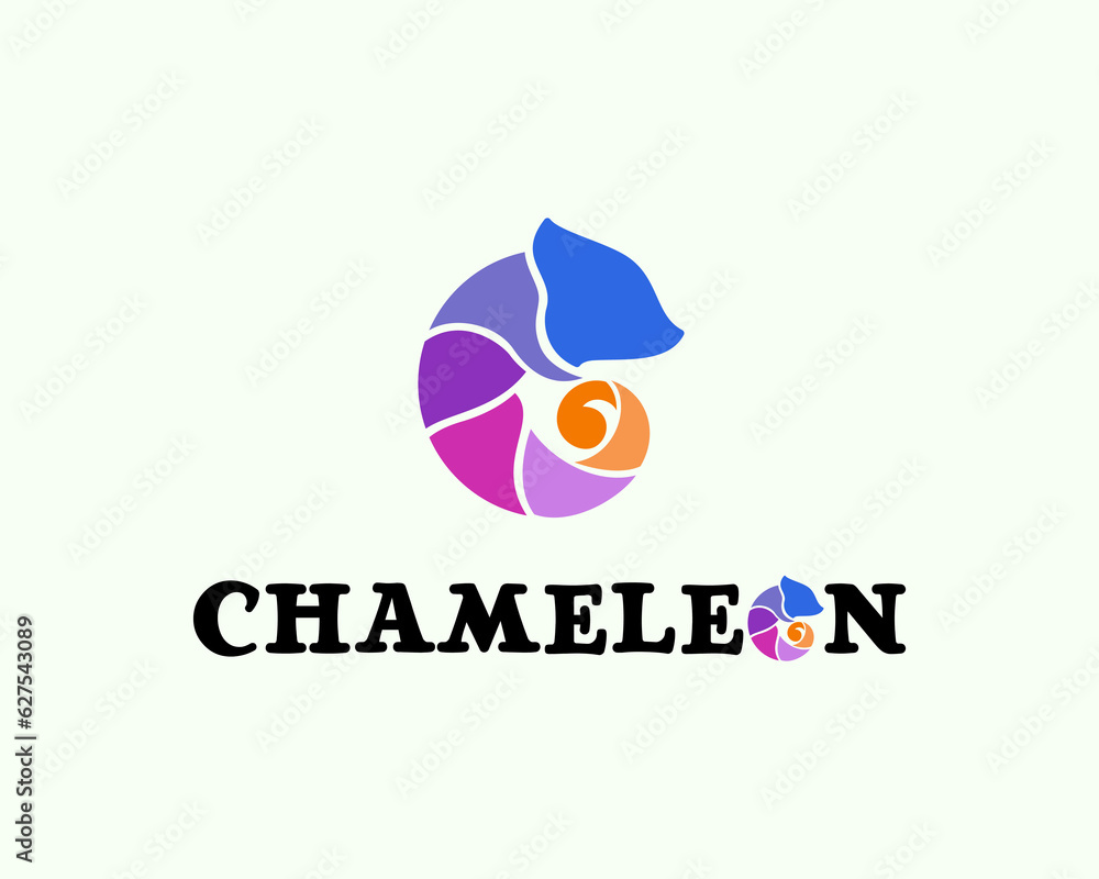 simple chameleon cut at pieces with color logo icon symbol design template illustration inspiration simple chameleon cut at pieces with color logo icon symbol design template illustration inspiration