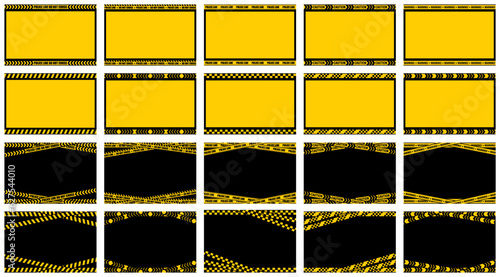 set sign police line stripe tape icon. Caution, danger, warning yellow background template vector illustration