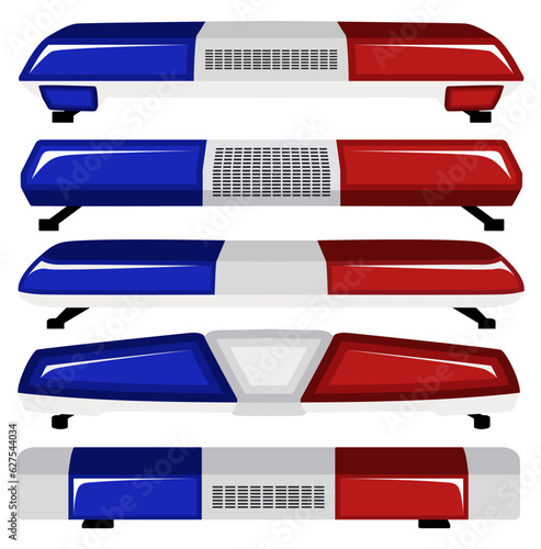 set vector police siren icon. led emergency light symbol design illustration