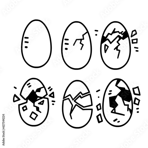 hand drawn doodle broken egg illustration vector isolated