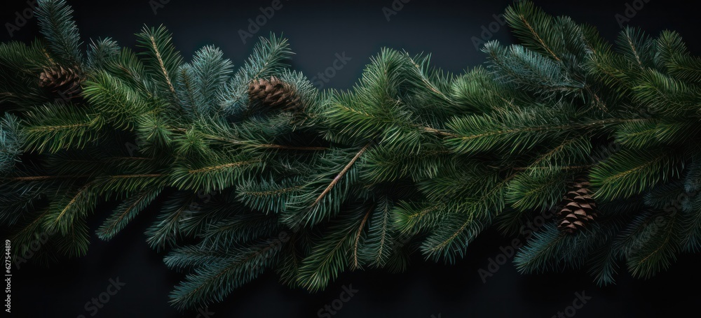 Fresh fir branches for merry Christmas on black background. Fresh fir branches for merry Christmas on black background.