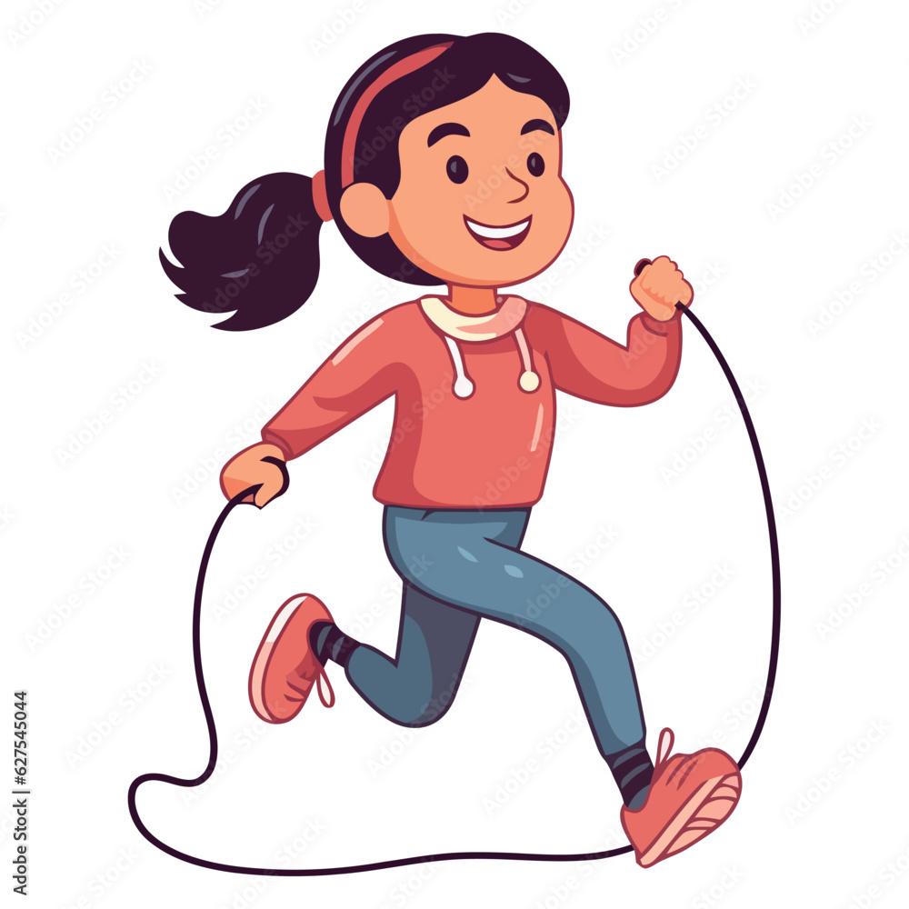 smiling girl jumping rope smiling girl jumping rope