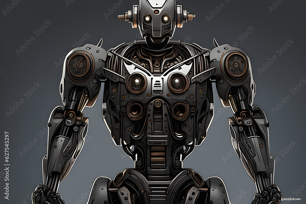 Fototapeta premium robot cyborg soldier Generative AI