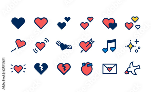いろいろなハートマークのベクターアイコンセット