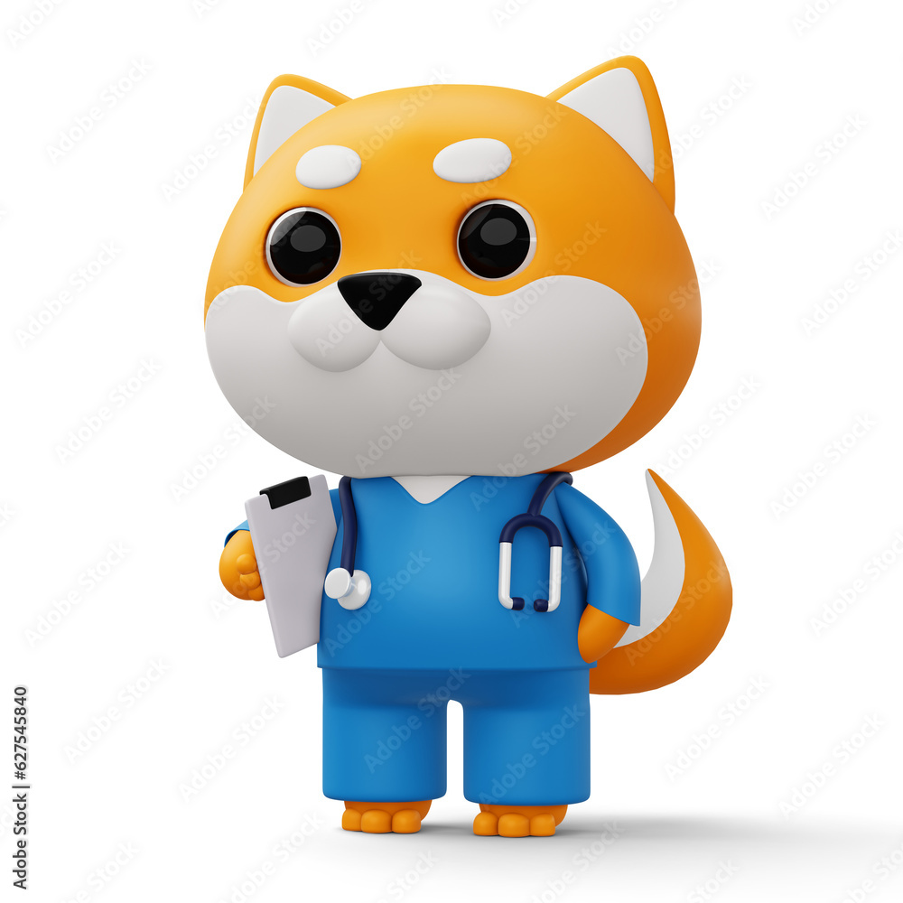 Cute doctor dog, 3d cartoon dog character, 3d rendering Cute doctor dog, 3d cartoon dog character, 3d rendering