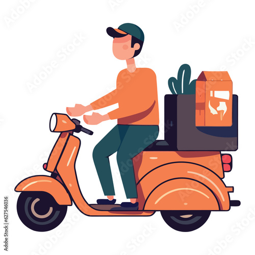 Motorcycle messenger delivering package