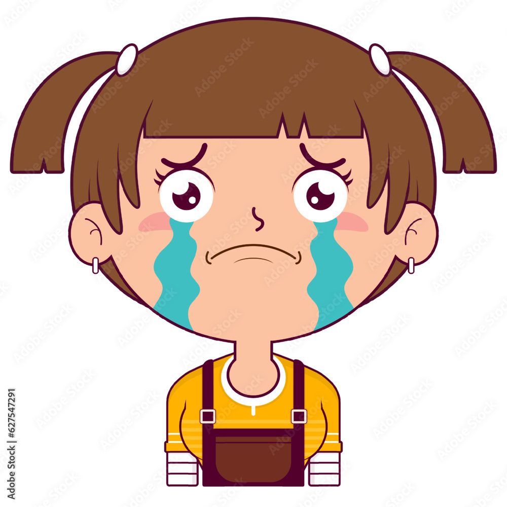 girl crying and scared face cartoon cute girl crying and scared face cartoon cute
