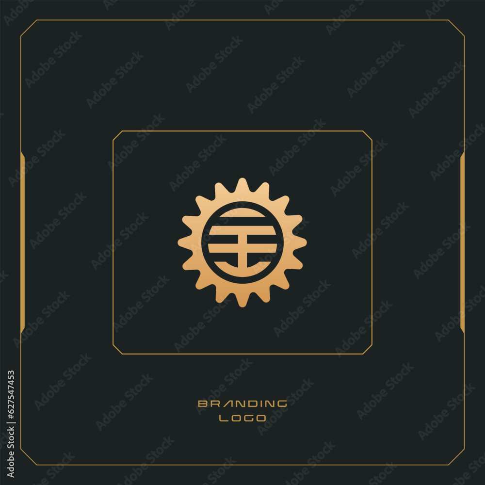 Fototapeta premium Sun Tech Industrial Technology Vector Logo