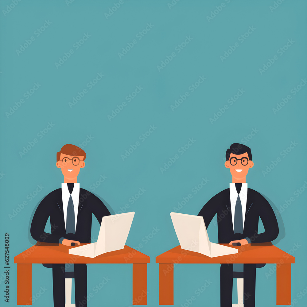 businessmen and laptops illustration created with AI generative technologies businessmen and laptops illustration created with AI generative technologies