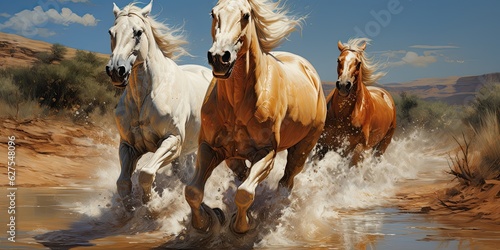 illustration of horses are running, generative AI © VALUEINVESTOR