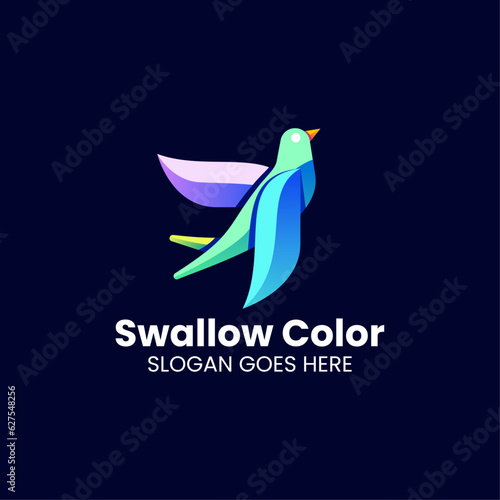 Vector Logo Illustration Swallow Gradient Colorful Style