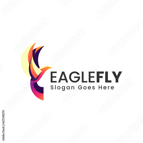 Vector Logo Illustration Eagle Fly Gradient Colorful Style