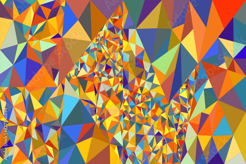 Triangles abstract geometric retro colorful background. Vector illustration. Creative coding computational design.
