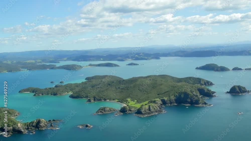 Aerial shot during helicopter flight above the Bay of Islands in New Zealand Aerial shot during helicopter flight above the Bay of Islands in New Zealand