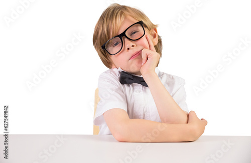 Digital png photo of caucasian schoolboy on transparent background