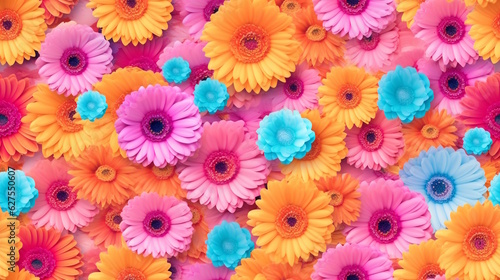 Gerberas Flower Pattern with Vibrant Colors, Perfect for Invitations, Fabrics, and Floral-Themed Decorations. Generative AI