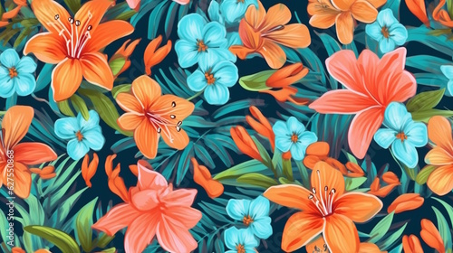 Lilly Flower Pattern with Vibrant Colors  Perfect for Invitations  Fabrics  and Floral-Themed Decorations. Generative AI