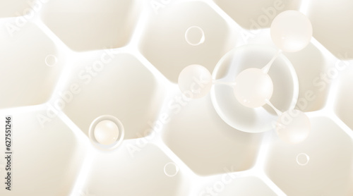 Hyaluronic acid hair and skin solutions ad, white collagen serum drop into skin cells with cosmetic advertising background ready to use, illustration vector.