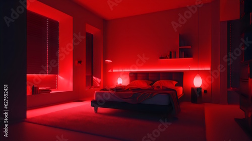 Beautiful Red Color Decor Creates a Photogenic and Cinematic Atmosphere. High-Quality Altra for an Elevated Living Experience. Generative AI