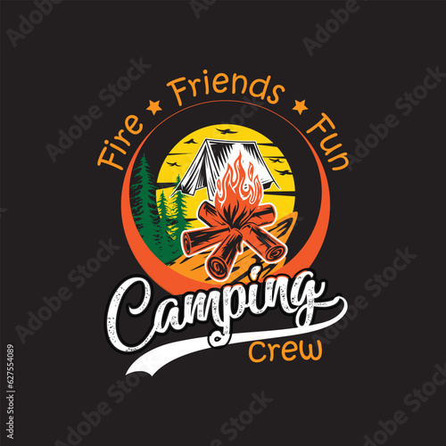 Fire friend fun camping T shirt design