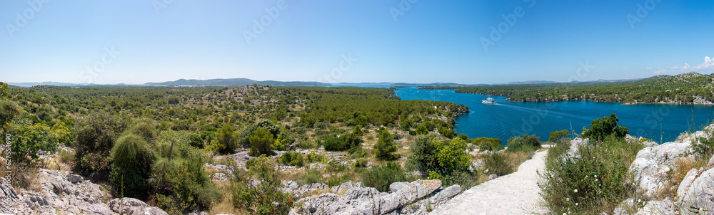 Panoramic view of the landscape in the St. Anthony Channel in the state of Šibenik-Knin Croatia
