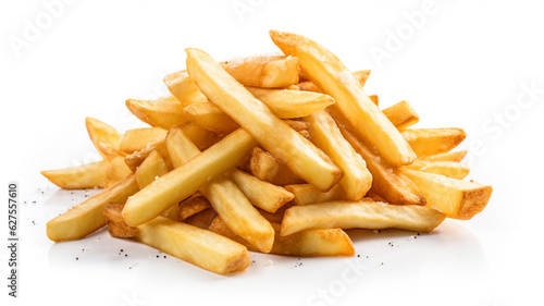 Fotografiet French fries or potato chips isolated on white background.