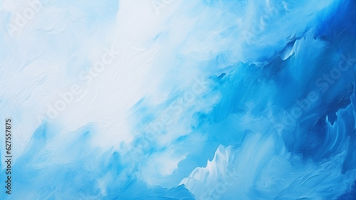 Abstract background of blue and white liquid type texture like paint or watercolor.