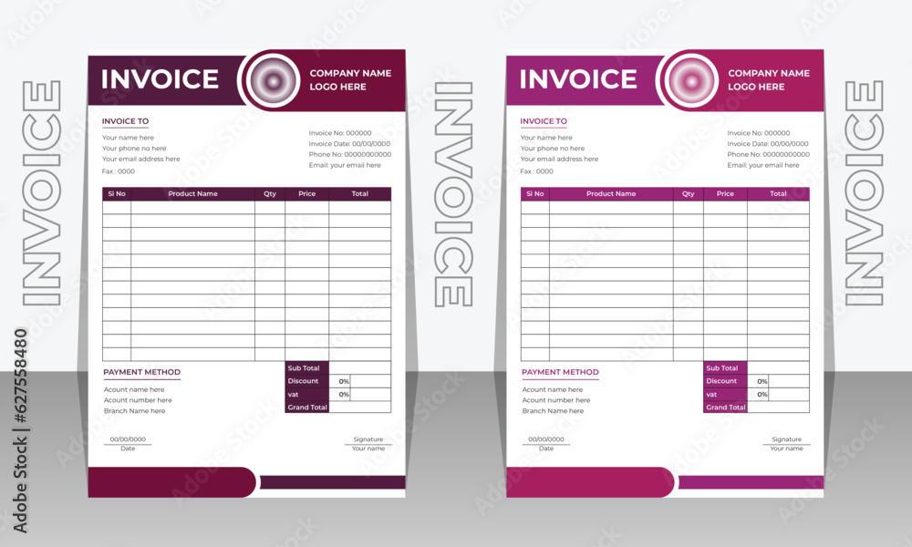 Minimal Corporate Business Invoice design template vector illustration bill form price invoice. business stationery design payment agreement design