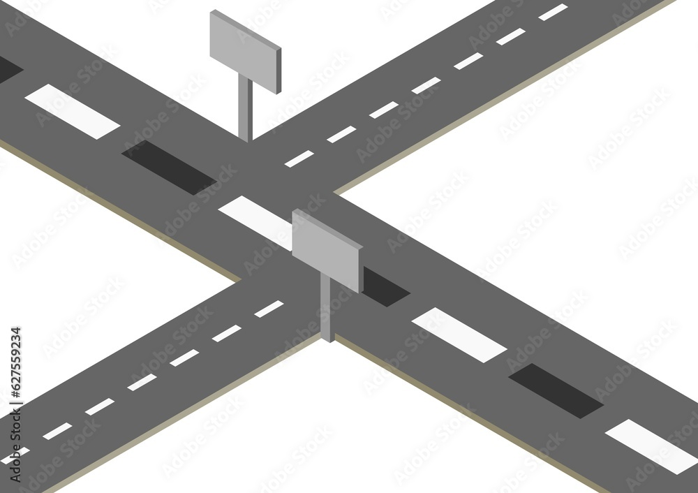Fototapeta premium Road Junction connecting two sub road with a main road