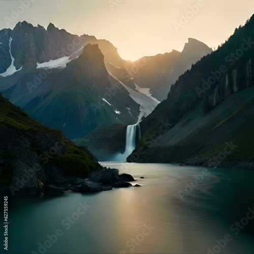 landscape with lake and mountains