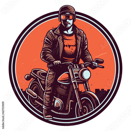 Biker wearing leather jacket and sunglasses