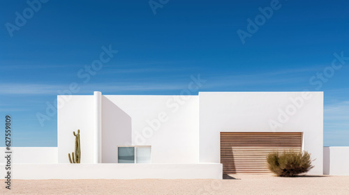 A modern minimalist white house in desert is comfortable and equipped © EmmaStock
