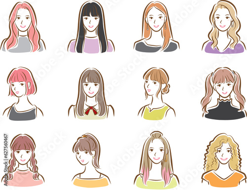 若い女性の顔のイラスト.