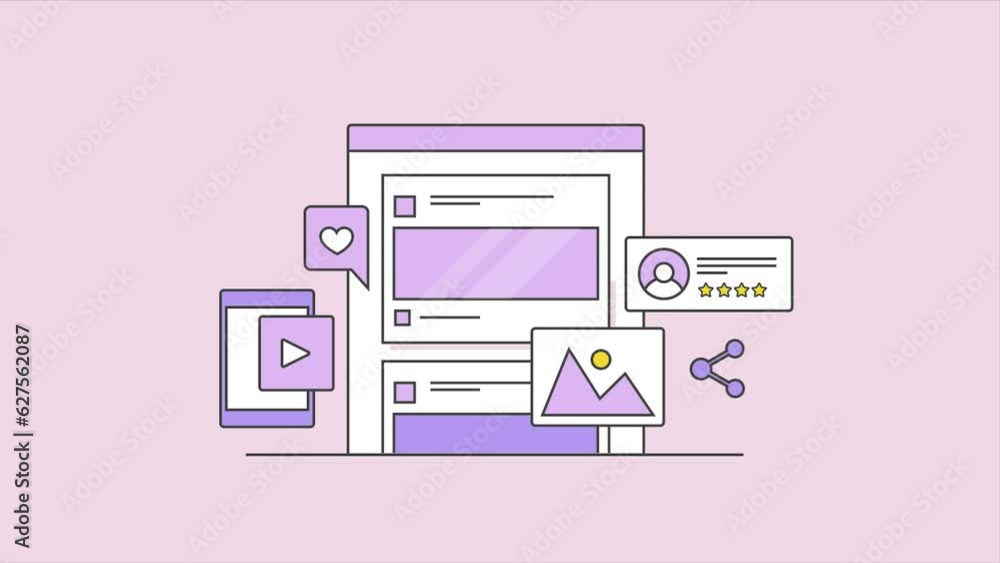 Content post on social media network, engaging online audience, digital marketing campaign filled outline animation abstract video clip. Content post on social media network, engaging online audience, digital marketing campaign filled outline animation abstract video clip.