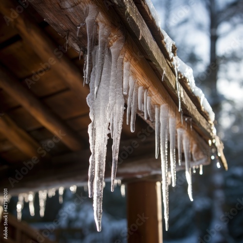 icicles hanging from a roof Fototapet