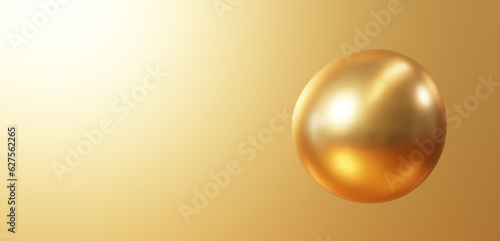 金色背景に一つの金色の球体。スペースあり。（横長）