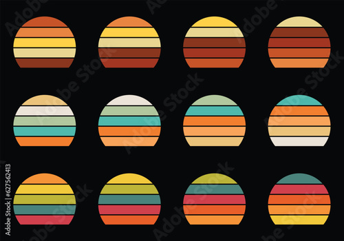 Retro Vintage Sunsets Pack whit different colors