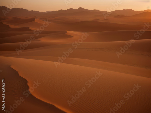 Golden sand dunes in the desert, beautiful landscape © khaled