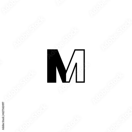 M Letter Design Brush Paint Stroke. Letter Logo with Black Paintbrush Stroke. M Letter Logo with Watercolor Pastel Aquarella Brush Stroke and Circular Rounded Design. 