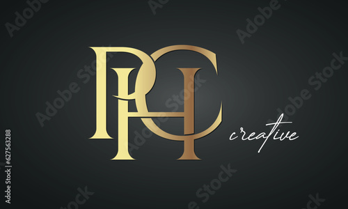 luxury letters PHC golden logo icon premium monogram, creative royal logo design photo