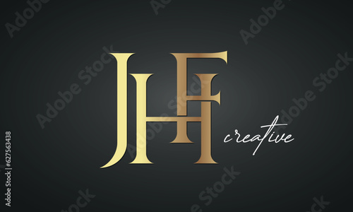 luxury letters JHF golden logo icon premium monogram, creative royal logo design photo