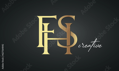 luxury letters FHS golden logo icon premium monogram, creative royal logo design photo